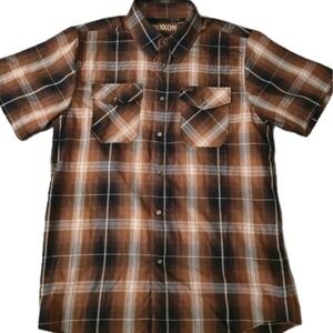 DIXXON Flannel The Barrel Men's Medium Bamboo Short Sleeve Plaid Button Shirt